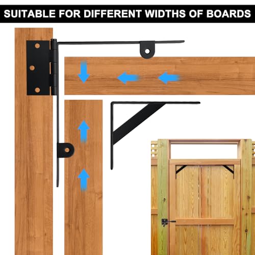 Gate Corner Brace Bracket Anti Sag Gate Frame Hardware Kit for Wooden Gate Fence with a Latch - size: Double Door Set