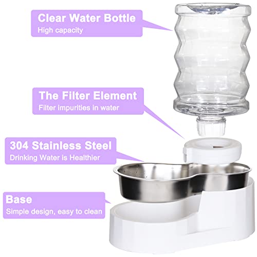 RIZZARI 4L Gravity Cat Water Dispenser: Filtered Water for Kittens | Apartment-Friendly Size/Cleaner Water Every Day/Perfect for Small Pets/Less Frequent Refills/Quick Daily Cleaning - color: White, size: 4L
