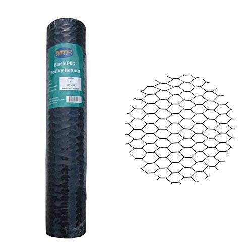 PVC Hexagonal Poultry Netting Chicken Wire 36" x50' x 1" Mesh 20GA Black