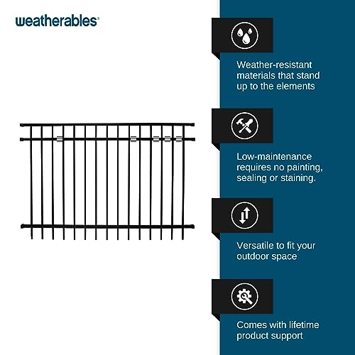 Weatherables Livingston Aluminum Fence Kit – DIY Kit for Backyard and Garden Fencing, Made with Durable Powder-Coated Aluminum that Combats Rust, Fading, and Corrosion (4’ x 6' Fence Panel) - size: Livingston 4' x 6' Fence Panel