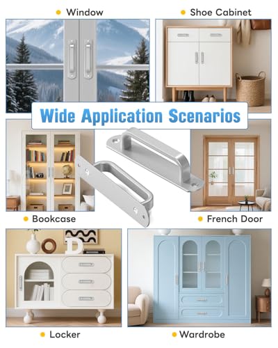5.7 Inch Sliding Barn Door Handle - Aluminum Hardware Cabinet Pull Handles for Drawer, Closet, Shower/Glass/Shed/Kitchen/Garage Gate Doors with Screws (2, Silver) - color: Silver