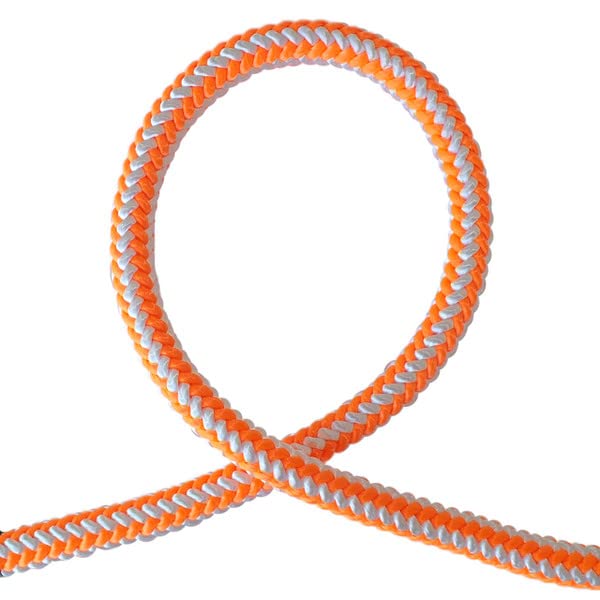 16-Strand 1/2 in (12.7 mm) Arborist-16™ Rope - 7000 lbs MBS - Static Climbing Rope - Rescue Operations - High Visibility - 120 ft - Sewn Eye - Orange/White - Made in The USA - size: 120 ft - Sewn Eye, style: Orange White