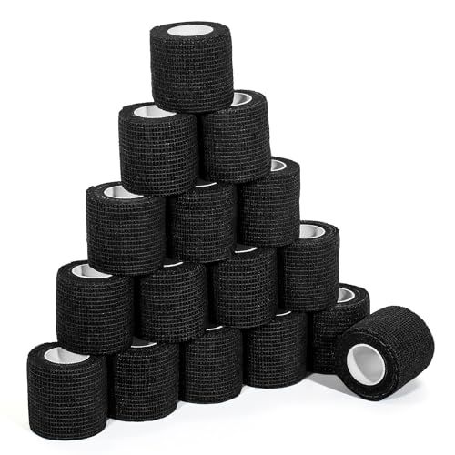 Self Adhesive Bandage Wrap,Bandage Tape,Medical Tape,Vet Tape | Athletic Tape Gauze,for First Aid,Sports, Wrist, Ankle (black, 2inch*16rolls) - color: Black, size: 2inch*16rolls