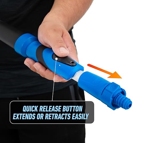 Unger Professional Lock-On Multi-Angle Wash Brush, Grout Brush and EZ Extend Pro Telescopic Pole for Outdoor Cleaning, Adjustable 5 FT Pole Extends Reach