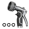 Garden Hose Nozzle, Heavy Duty Metal Water Hose Nozzle with 8 Adjustable Spray Patterns, High Pressure Hand Sprayer with Flow Control for for Garden Watering, Car & Pet Washing - color: Black