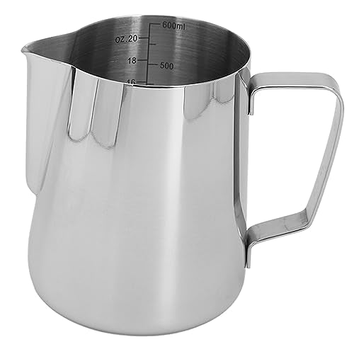 304 Stainless Steel Milk Frothing Pitcher Silky Latte Art Perfect Cappuccinos Measuring Cup for Baristas (600ML) - size: 600ML