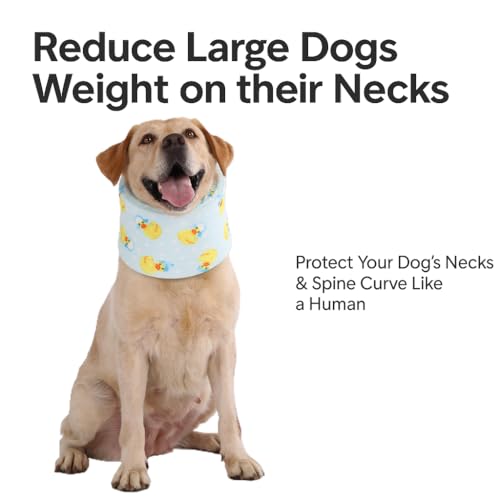LovinPet Dog Recovery Collar, Adjustable Soft Cone for Medium & Large Dogs, Post-Surgery Comfort & Lick Prevention, Ducks with Hats Print,Blue