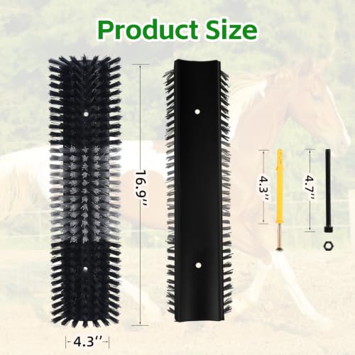 Livestock Scratch Brush for Cattle, Horses, Goats, Cow, Durable Scratching Brush, Massage Grooming Tool for Healthy Coat, Relieves Itching, Easy Install on Fence Posts(6pcs, Black) - color: Black, size: 6Pcs
