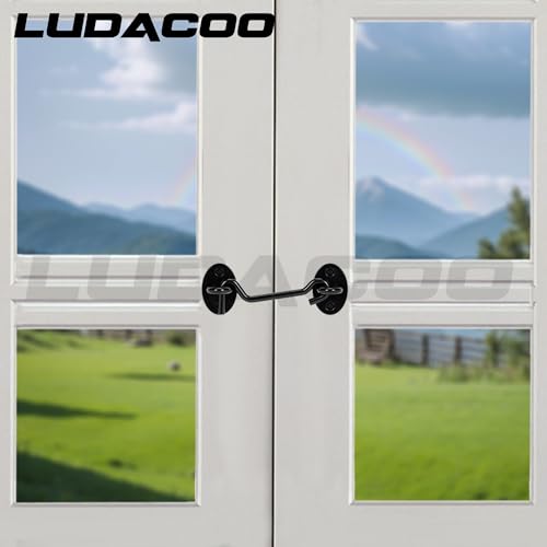 4" Hook and Eye Gate Latch, Sturdy Thickened Barn Door Lock Door Latch Hardware for Gates, Windows, Fences, Cabinets, and Sheds, Black, 1 Pack - size: 4 Inch
