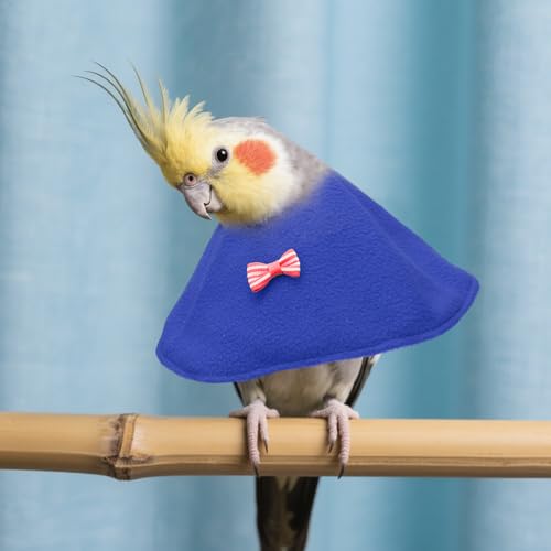 Bird Collars, Bird Cone Collar Protective Recovery Cones, Soft Adjustable Anti-Bite Feather Neck Protector (Yellow/Blue/Red, S, 3 Pcs), Intended for Budgie/Cockatiel/Lovebirds - color: Yellow/Blue/Red, size: S