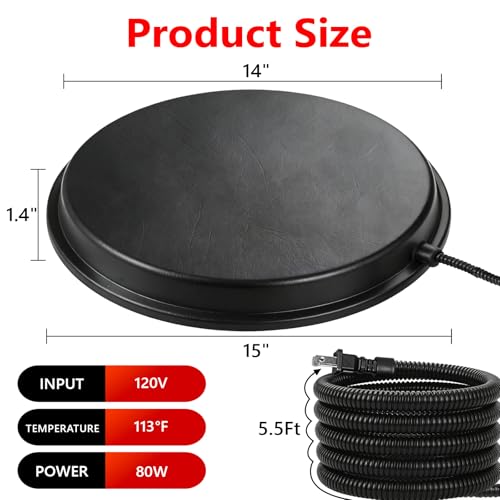 Poultry Chicken Water Heater - KOKOPRO Poultry Water Heater Base for Winter,14 Inch for Plastic/Metal Poultry Waterer,Thermostatically Controlled Heated Waterer 80W,Chicken Coop Accessories