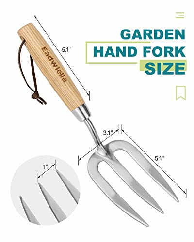 Garden Fork Hand Tool Small Weeding Fork 12 Inch with 3 Pointed Tines Wood Handle for Gardening Weeding Cultivating Digging Planting Transplanting Aerating Loosening Hard Soil Mixing Additives - size: Weeding Fork