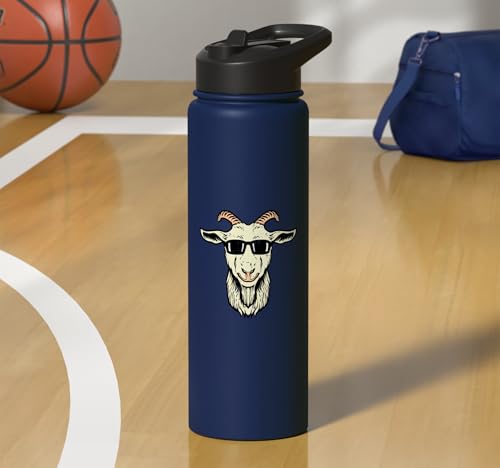 Goat Face Sunglasses Cool Farm Animal Men Boys Kids Women Stainless Steel Insulated Water Bottle - color: Navy Blue