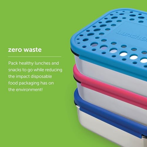 LunchBots Medium Trio Stainless Steel Kids Bento Box 3-Section 32oz - color: Stainless Steel, size: 3 Section