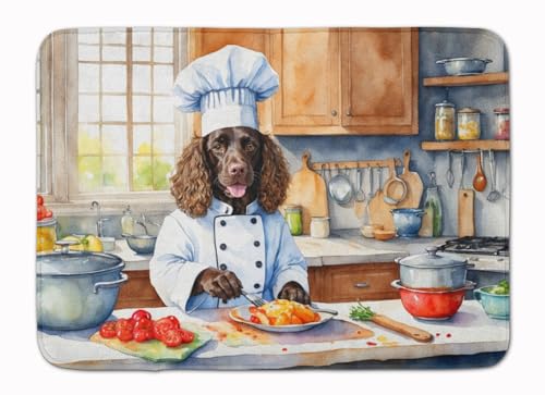 Caroline's Treasures American Water Spaniel The Chef Memory Foam Kitchen Mat Machine Washable Anti-Fatigue Mat Cushion Comfort Bath Mat or Kitchen Rug - color: American Water Spaniel 6190
