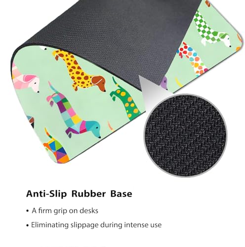 Colorful Patterned Dachshund Dog Mouse Pad 9.5" x 7.9", Lovely Wiener Dog Seamless Cute Desk Mat, Dog Lover Gift - color: Dachshund Dog