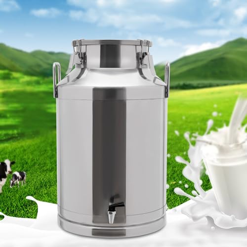60L/15.85Gal Stainless Steel Milk Can 201 Stainless Steel Milk Jug Sealed Bucket Wine Pail Bucket Milk Can Liquid Storage Container w/Faucet & Sealed Lid for Milk Wine Water Liquid - size: 60L|w/Faucet|201