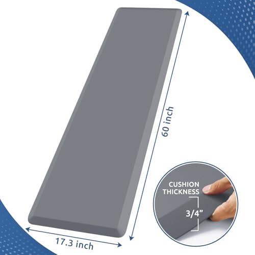 0.8" Thick Kitchen Mat Cushioned Anti Fatigue Rug Comfort Floor Mats | Water-Resistant, Non-Slip, Easy to Clean Comfort Floor Mat for Kitchen, Sink & Office, Multiple Colors & Sizes, 17.3"x60" - color: Grey, size: 60"L x 17.3"W x 0.8"Th