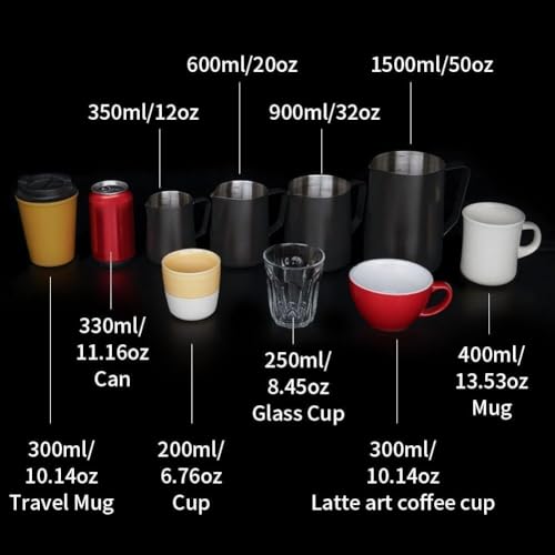 watchget 12oz Milk Frothing Pitcher Stainless Steel Espresso Steaming Jug | Internal Scale, Milk Coffee Cappuccino Latte Art Barista Steam Pitchers,Barista Coffee Bar Accessories, 350ml, Matte Silver - color: Matte Silver, size: 11.8 Ounces