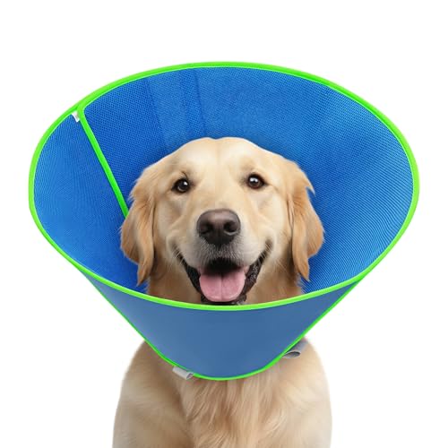 Soft Dog Cone Collar to Stop Licking After Surgery, Mesh Breathable Pet Recovery Collar for Large Medium Dogs, Elizabethan Cone Alternative(XL) - color: Blue, size: XL