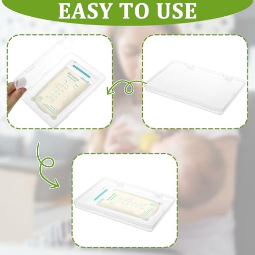 18 Pcs Clear Flat Breast Milk Freezer Storage Organizer Space Saving Breastmilk Storage Breastmilk Freezer Tray Breastfeeding Bag Organization, 7.48 x 5.11 x 0.67 in