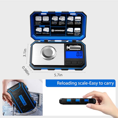 Digital Reloading Scale Precision 1500 Grains x 0.1gn gram Scales | Powder Scale for Reloading,Grain Scales with LCD/Tare/Calibration Functions,Microgram Scale Pocket,Includes Batteries