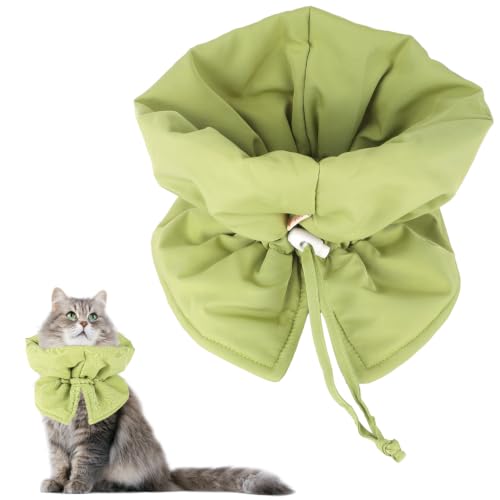 BOXOB Soft & Light Adjustable Recovery Collar for Cats & Dogs (Green) | Adjustable Waterproof Polyester Cat Cone Collar Easy to Wear & Take off for Cat Dog Grooming Nail Trimming & Skin Nursing - color: Green