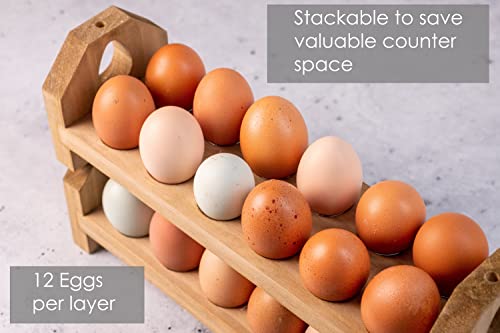 Farmhouse Stackable Wood Egg Holder - Fresh Egg Storage Rack (1)