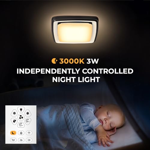 Akicon Bathroom Exhaust Fan with Light & Humidity Sensor, 110 CFM, 1.5 Sones RGB Exhaust Fan for Bathroom Ceiling, Dimmable Led Light & Nightlight Vent Fan for Shower Room, Home, Black, Square - color: Black