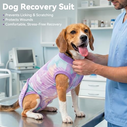 cyeollo Dog Surgery Recovery Suit, Spay Neuter Onesie for Female Male Dogs | Prevents Licking, Cone Alternative, After Spay & Neuter Body Suit, Protects Surgical Wounds, Easy Potty Access, 4-Way Stretch - color: Tie Dye, size: X-Small (Back: 9"-11")