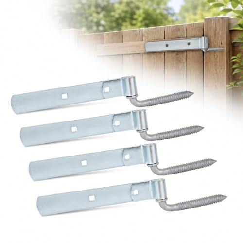4 Packs 8'' Zinc Strap Hinge for Gates, Heavy Duty Gate Strap Hinge Zinc Plated with L-Screw (M16 × 125mm) for Barns Tool Sheds and Other Swing Doors, Galvanized - style: 4pcs L-shape-8''