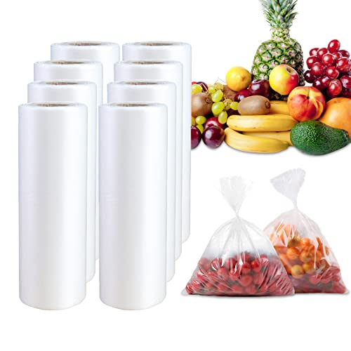 SJPACK 12 X 20 Inches Plastic Produce Bag on a Roll, Clear Bags for Fruits, Vegetable,350 Bags/Roll - color: 12"x20"/8 roll
