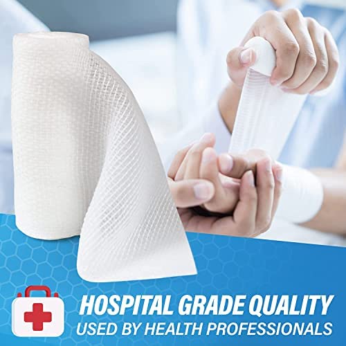 Gauze Rolls -Medical Tape Included-Gauze Wrap - First Aid Supplies - Flexible,Stretchable, Breathable 4” x 4.1 Yards-Bandage Wrap for Wound Dressing –20 Rolls. - size: 4" Pack of 20 Rolls