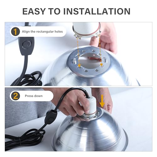 Simple Deluxe 1-Pack Clamp Lamp Light with 10.5 Inch Aluminum Reflector and Bulb Guard up to 250 Watt E26 Socket (no Bulb Included) 6 Feet 18/2 SJT Cord, Silver - size: 10.5 Inch (250 Watts), style: 1-Pack (Ceramics)