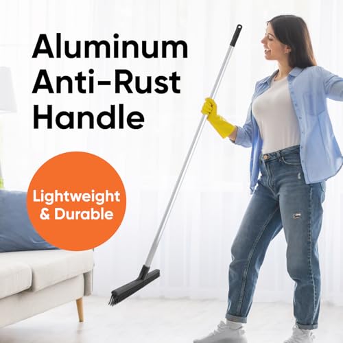Superio 16"" Slim Silicone Salon Broom - Carpet Rake for Liquid, Human Hair, Pet Hair, and Fur Space Saving and Easy to Wash, Gray, 1281-993 - color: Silicone, size: 54"