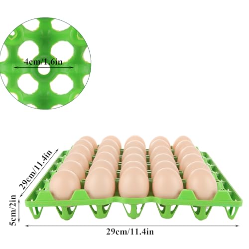 DAJAVE 12 Pack Plastic Egg Tray, Egg Crates 30-Eggs Flats for Home Chicken Farmers, Stackable Eggs Cartons Flats for Packing, Storage, Shipping Fresh (Green) - color: Green