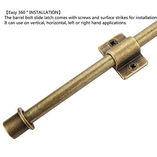 Heavy Duty Cane Bolts for Gates 23.7'',Barrel Bolt Latch Super Lengthen,Thickened Drop Bolts for Gates,Garage Bolts Solid cast Copper Sliding Lock for gate Latch - color: Antique Brass