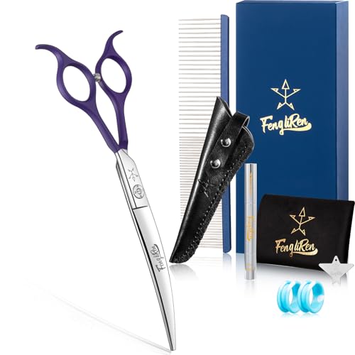 High-end Professional Dog Grooming Curved Scissors Pet Curved Shears 7 Inches Extremely Very Sharp Made Of Stainless Steel Alloy By Hand For Dog Cat Groomer - color: 7inch Curved Shears