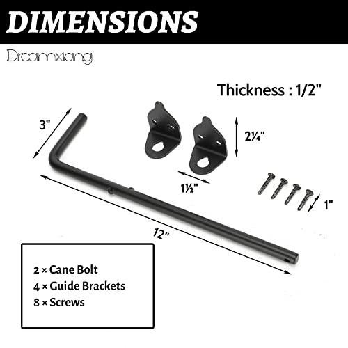 12" Heavy Duty Cane Bolt Gate Drop Rod Fence Hardware Ground Latch Stopper | for Wood/PVC/Vinyl/Metal Fences Gates, Double Doors, Black Solid Steel -2 Pack - color: 2 PACK, size: 12 Inch