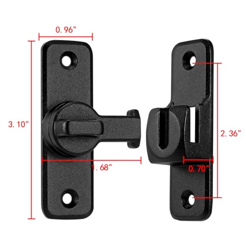 2 Pcs Matte Black 90/180 Degree Flip Latch,Zinc Alloy Barn Door Latch | Right Angle Door Lock Latch,Sliding Door Latch Lock,for Cabinets,Bedroom,Fence Gates,Window,Garden,Garage,Pet Cage - color: Matte Black