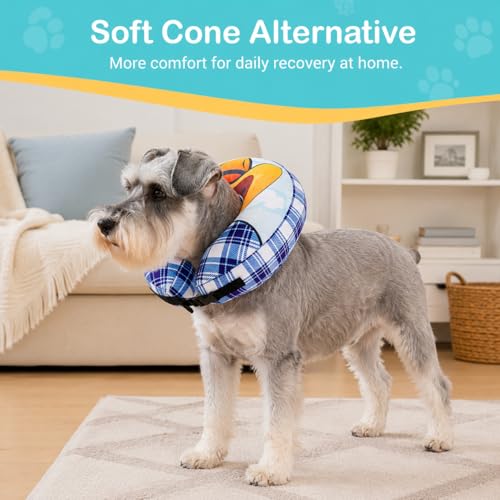 Avont Inflatable Cowboy Dog Cone Collar, Soft Recovery E-Collar | M: Neck 9.5-11.8", Width 3.5". Soft inflatable donut, washable cover, stops licking & scratching - size: M(Neck 9.5"-11.8")
