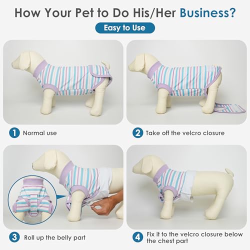 cyeollo Recovery Suit for Dogs Surgery Suit Female Spay Soft Pet Onesie Bodysuit Male Dog Neuter, Small Dogs Surgical Recovery Shirt, Striped, XS - color: 7# Striped, size: X-Small (Back: 9"-11")