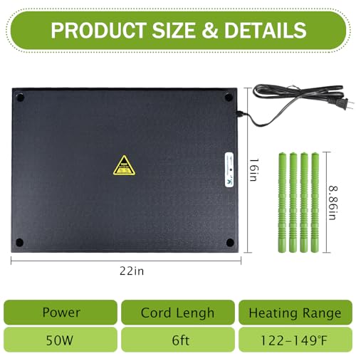 Chick Brooder Heater Plate for Up to 50 Baby Chicks Ducks | 16"x22" Brooder Plate for Chicks, Adjustable Height, Energy Saving, 50W, 110V - size: 22"L x 16"W