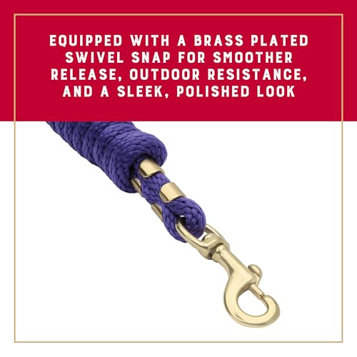 Weaver Equine Performance Lead Rope, Lime Zest, 8' Horse Value Rope with Brass Plated 225 Snap, Soft Comfort Grip, Barn Horse Tack for Daily Use - color: Purple