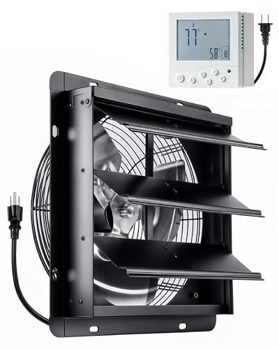 InoKraft 16 in Shutter Exhaust Fan, 2800 CFM Attic Fan, Wireless Control | 8-speed airflow, high-volume ventilation, weather-resistant shutters, ideal for large attics, garages, barns and coops - size: 16"