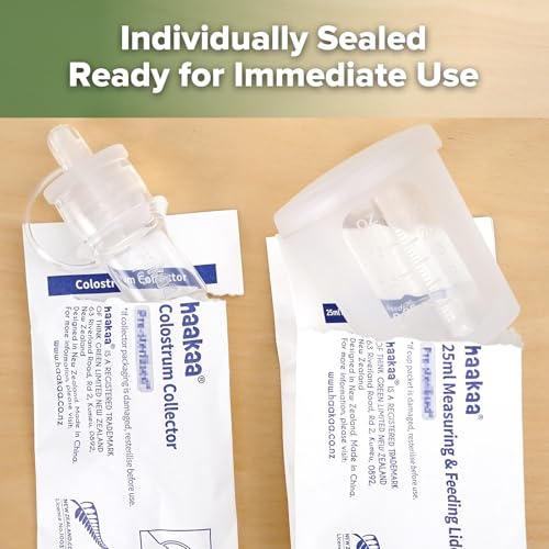 haakaa Colostrum Collector Kit 2ml/6pcs & Lidded Feeding Cup 25ml | World-first design, 3-in-1 Collector, Safe food-grade silicone-BPA Free, Ready-to-use pack,Replace disposable syringes - size: 6 Count (Pack of 1)-2ml + Feeding Cup