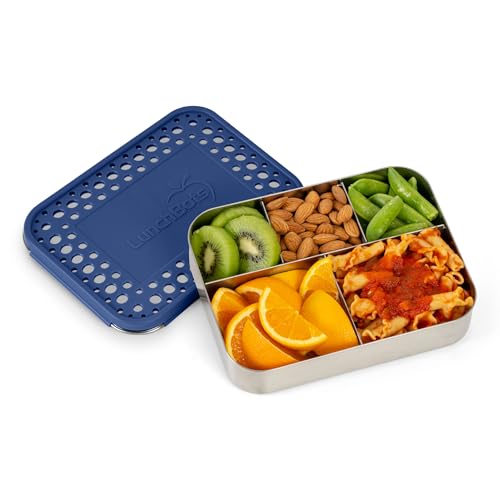 LunchBots Large Cinco Stainless Steel Kids Bento Box 5-Section Blue 32 oz - color: Blue Dots, size: 5 Section