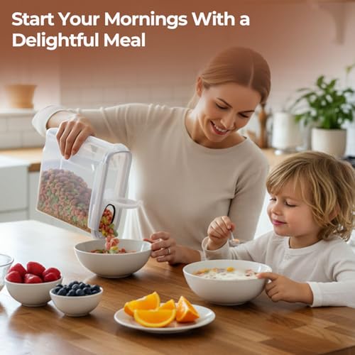 ComSaf Airtight Cereal Storage Containers with Lids 6.7Qt 2Pack, Easy Pour | Plastic Food Canister, Cereal Rice Oats Beans, Pantry Kitchen Cabinet, Dispenser with Label, Spout, Large Capacity, BPA-free - size: 6.7Qt-Rectangle