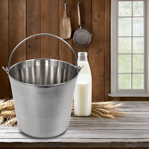 Lindy's 13-Quart Stainless Steel Bucket, Durable Seamless Bucket for Home, Carry Water or Milk, Fill with Food, Cleaning Bucket - size: 13 quarts