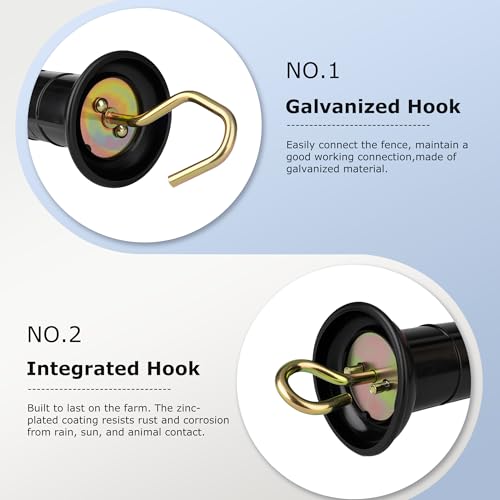 4 Pcs Electric Fence Gate Handle, Gate Handle Insulators with Spring, Outdoor Black Stainless Steel Plastic Handle, Gate Connector, Electric Fence Wire Handle